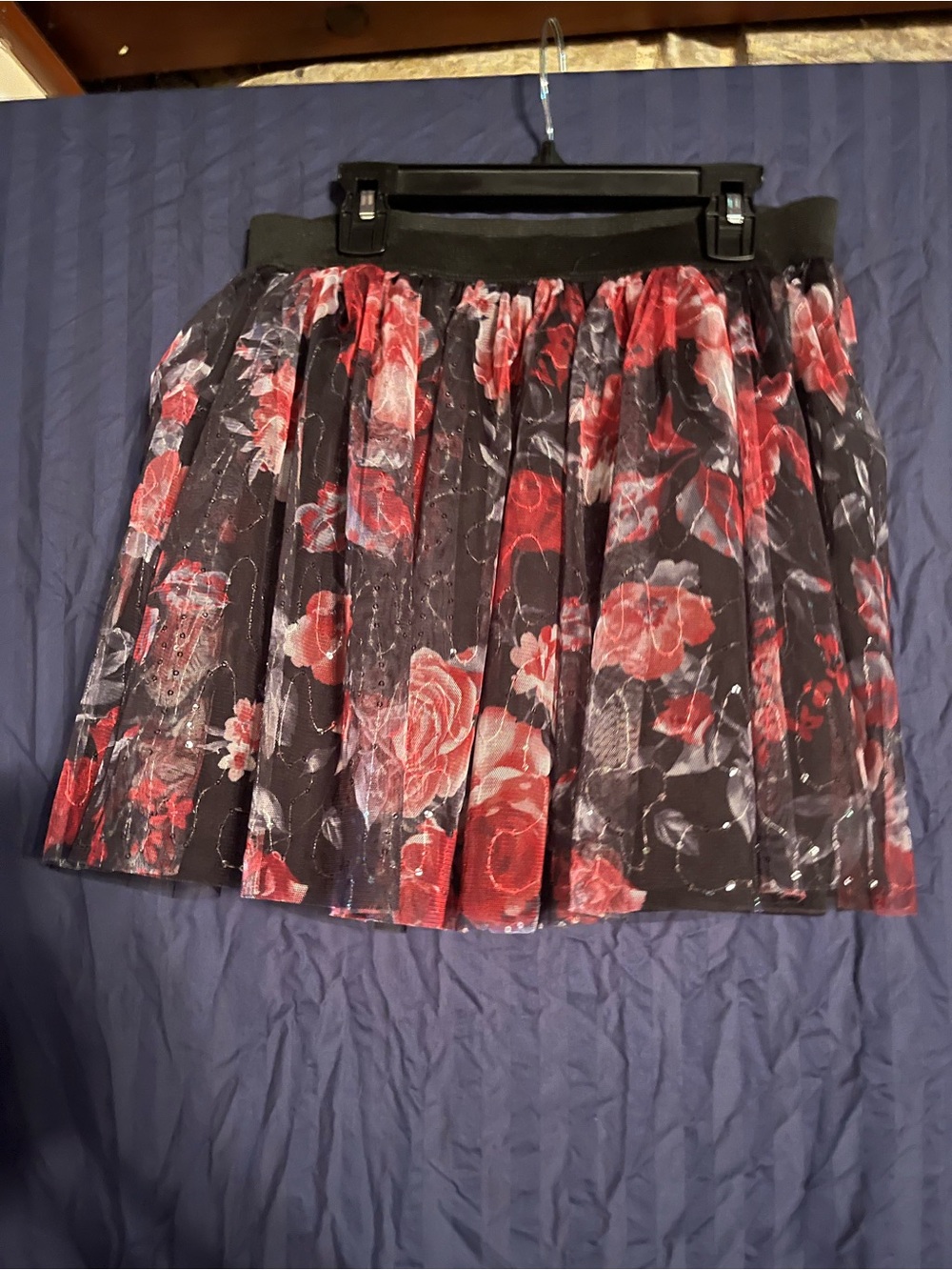 Red Floral A-Line Skirt